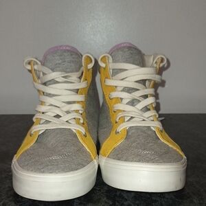 Kids Gray and Yellow High-Top Sneakers